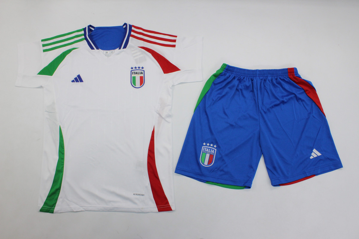 Kids-Italy 2024 Away White Soccer Jersey